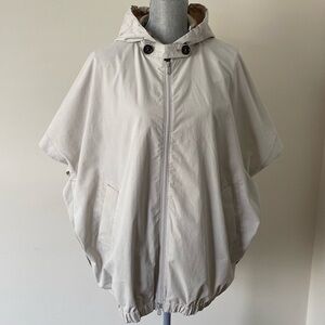 Brunello Cucinelli Oversized Cotton Silk Hooded Poncho Cream Tan Size 44